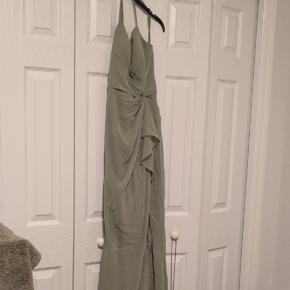 Azazie Aribellla PistachioGreen Maxi Dress